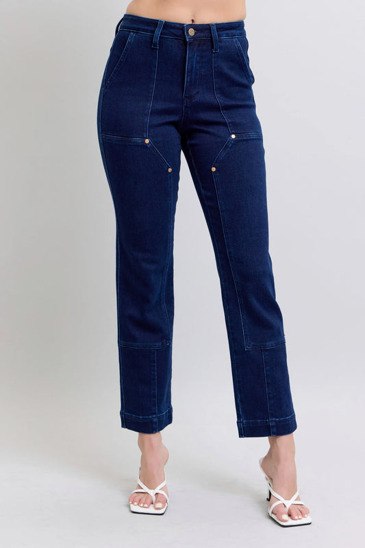 Judy Blue Full Size Hw Work Wear Knee Patch Straight Jeans Plus Size - Premium Women / Jeans & Denim from Trendsi - Just $66.99! Shop now at Handbags Specialist Headquarter