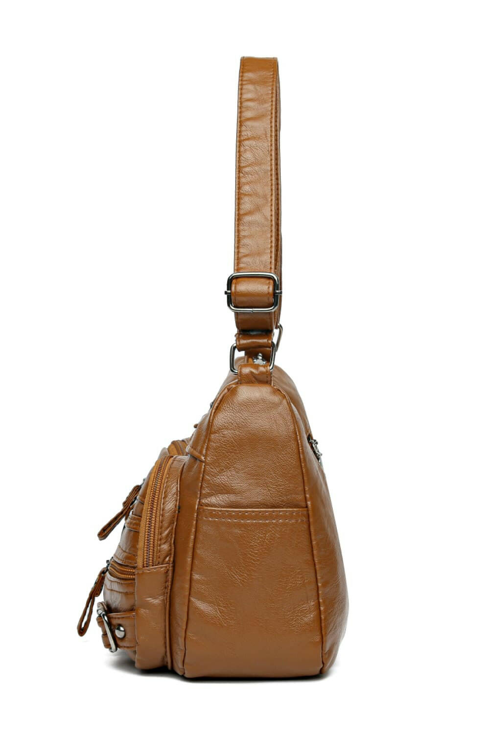 Multi-Pocket PU Leather Crossbody Bag.