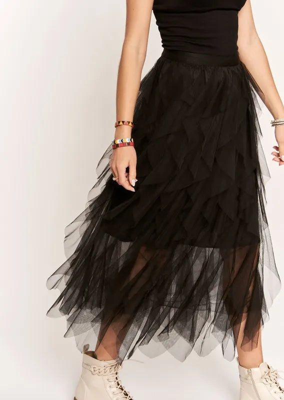 ADORA Ruffled Elastic Waist Midi Skirt - Premium Bottoms from Trendsi - Just $37.70! Shop now at Handbags Specialist Headquarter