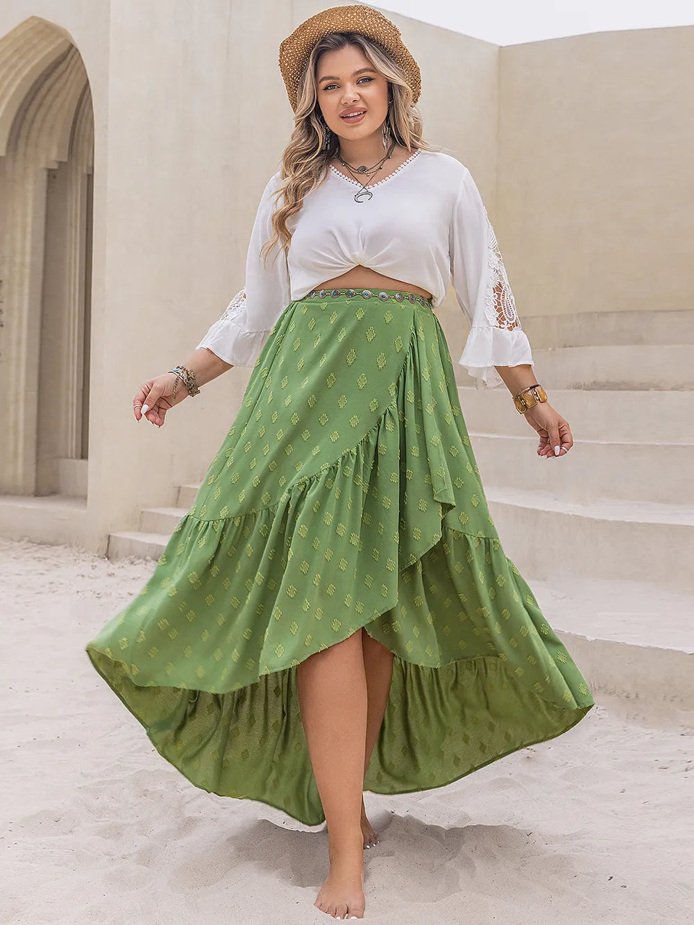 Plus Size High-Low Skirt - Premium from Trendsi - Just $49.99! Shop now at Handbags Specialist Headquarter