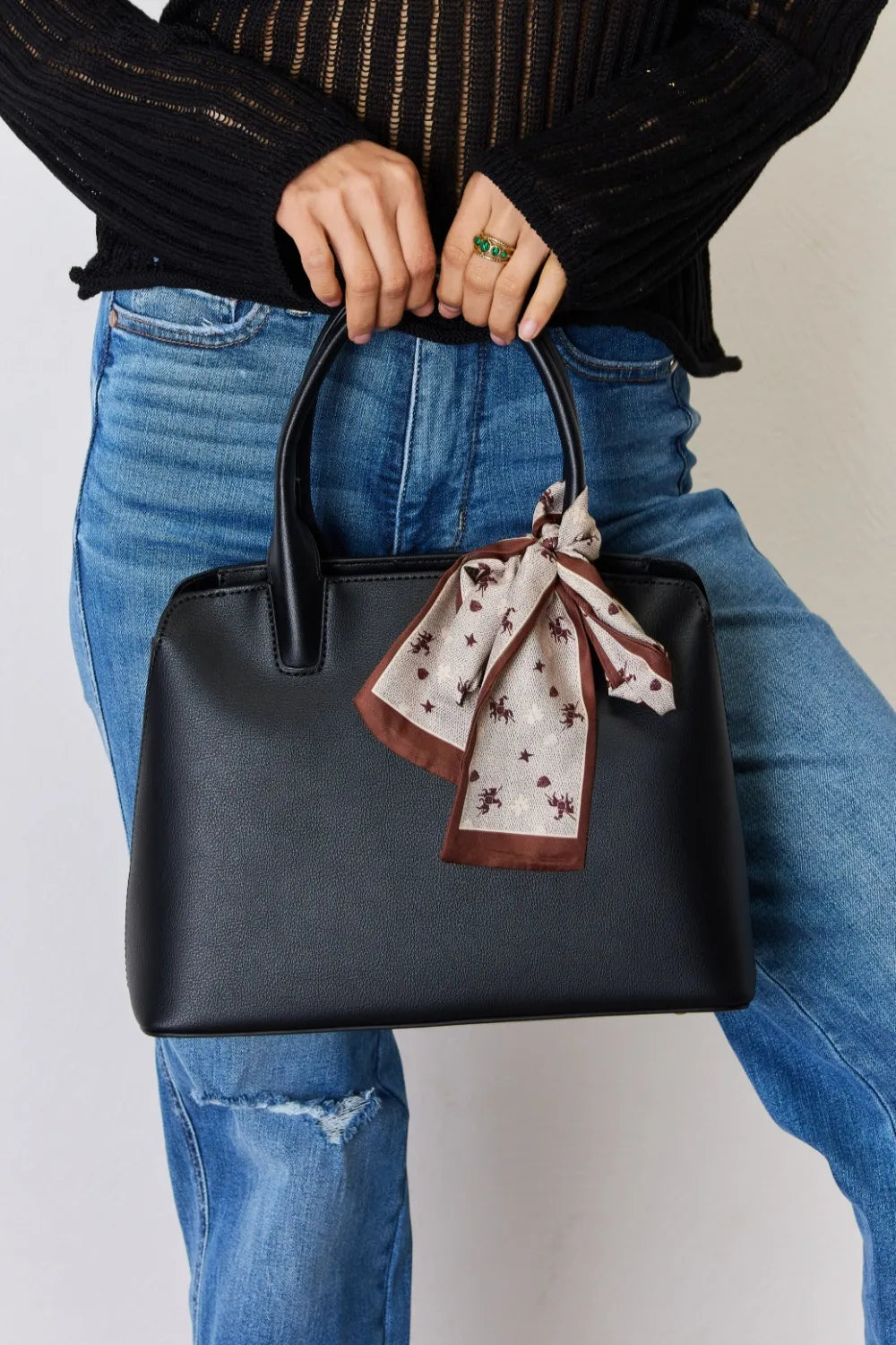 David Jones PU Leather Handbag - Premium handbags from Trendsi - Just $51.99! Shop now at Handbags Specialist Headquarter