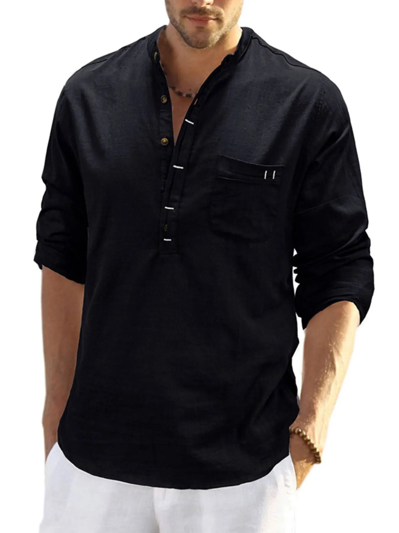 Men's Basic style Button Detail Polo - Premium Men's Polo shirt from Trendsi - Just $41.99! Shop now at Handbags Specialist Headquarter