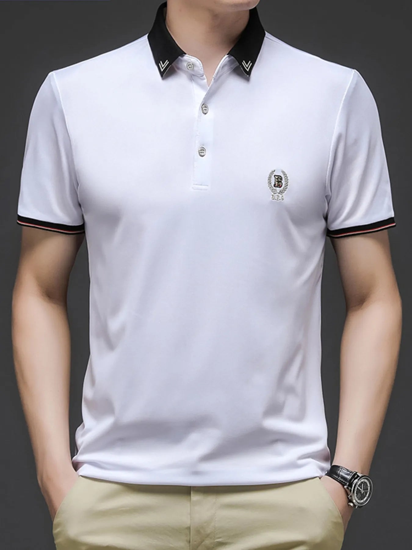 Men's Plus Size Short Sleeve Collar Polo Shirt - Premium Men's Polo shirt from Trendsi - Just $36.99! Shop now at Handbags Specialist Headquarter