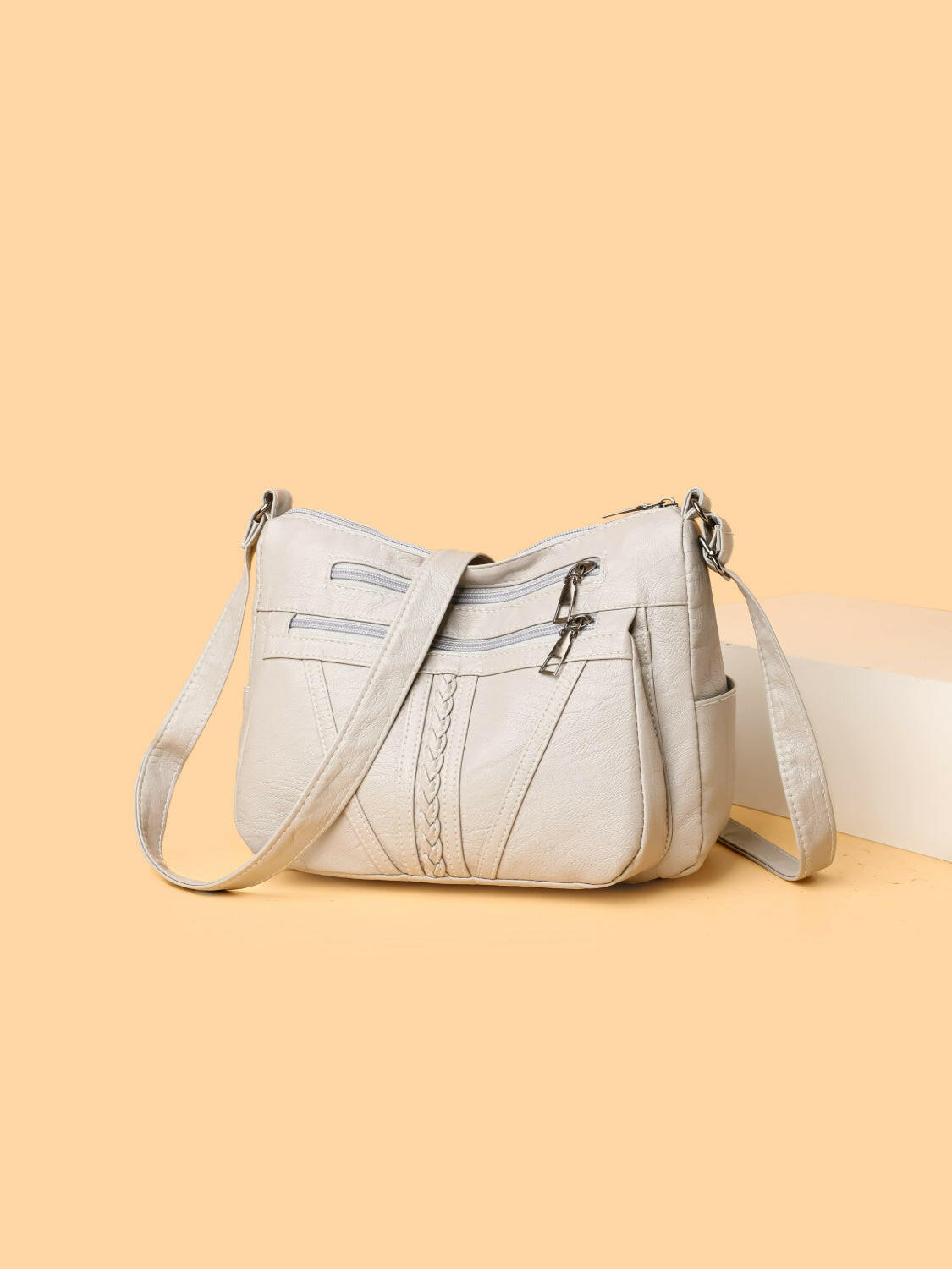 PU Leather Adjustable Strap Shoulder Bag.