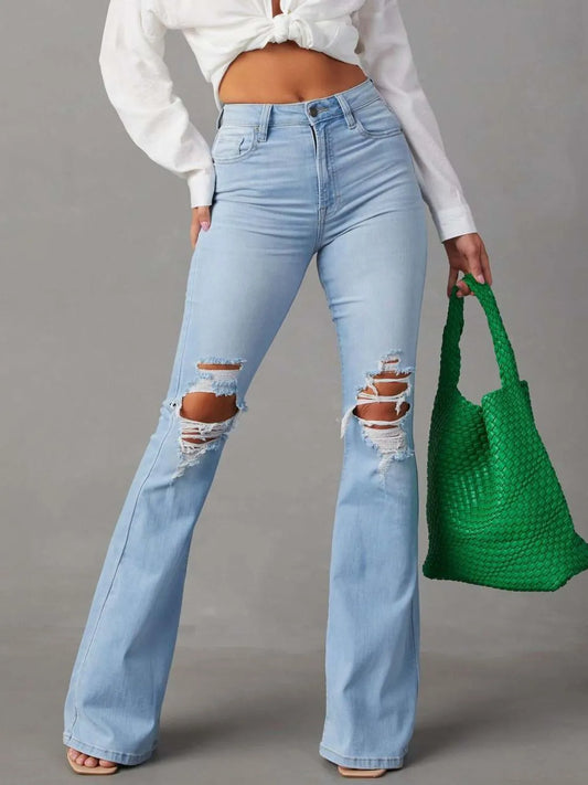 Distressed Jeans with Pockets - Premium Women / Jeans & Denim from Trendsi - Just $33.62! Shop now at Handbags Specialist Headquarter