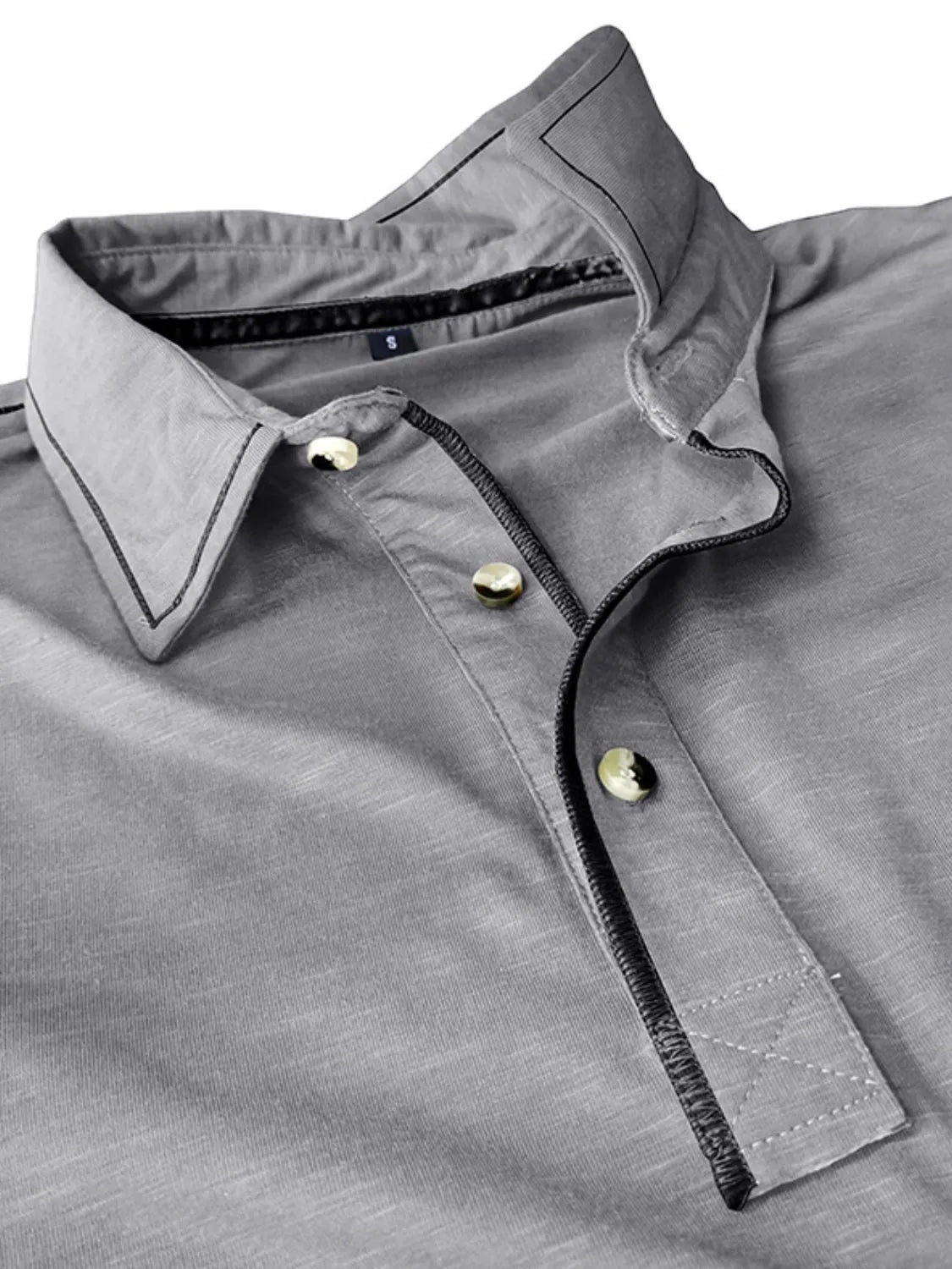 Men's Button Detail Long Sleeve Polo - Premium Men's Polo shirt from Trendsi - Just $38.99! Shop now at Handbags Specialist Headquarter