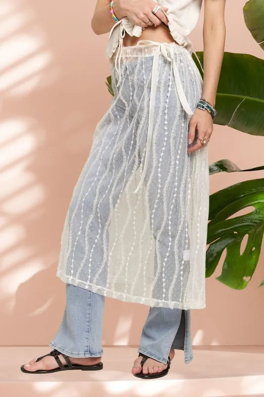 ADORA Sheer Layered Mesh Cover-Up Skirt - Premium Skirts from Trendsi - Just $26.99! Shop now at Handbags Specialist Headquarter