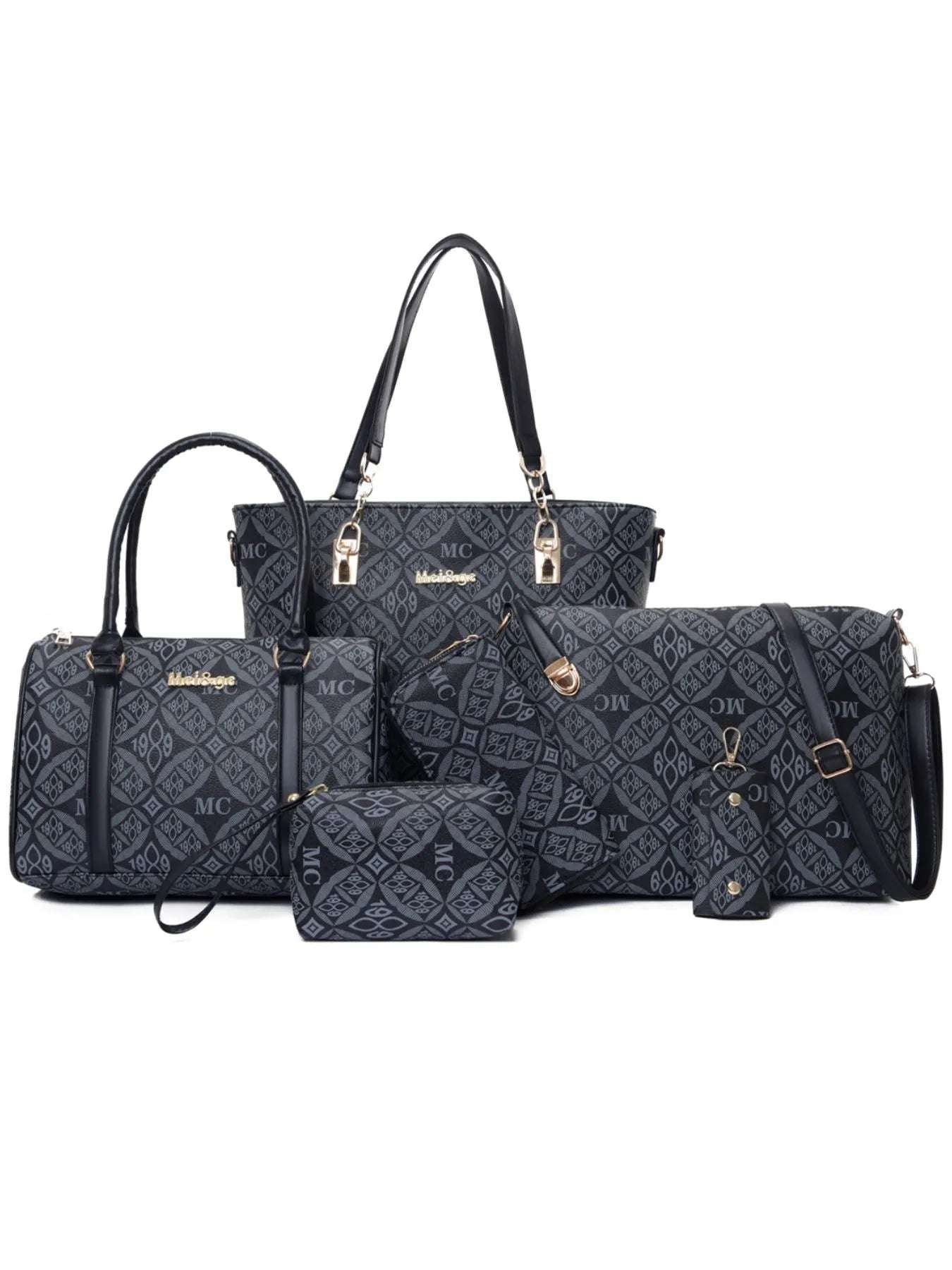6-Piece Geometric Pattern Bag Set - Premium Wallet from Trendsi - Just $71.99! Shop now at Handbags Specialist Headquarter