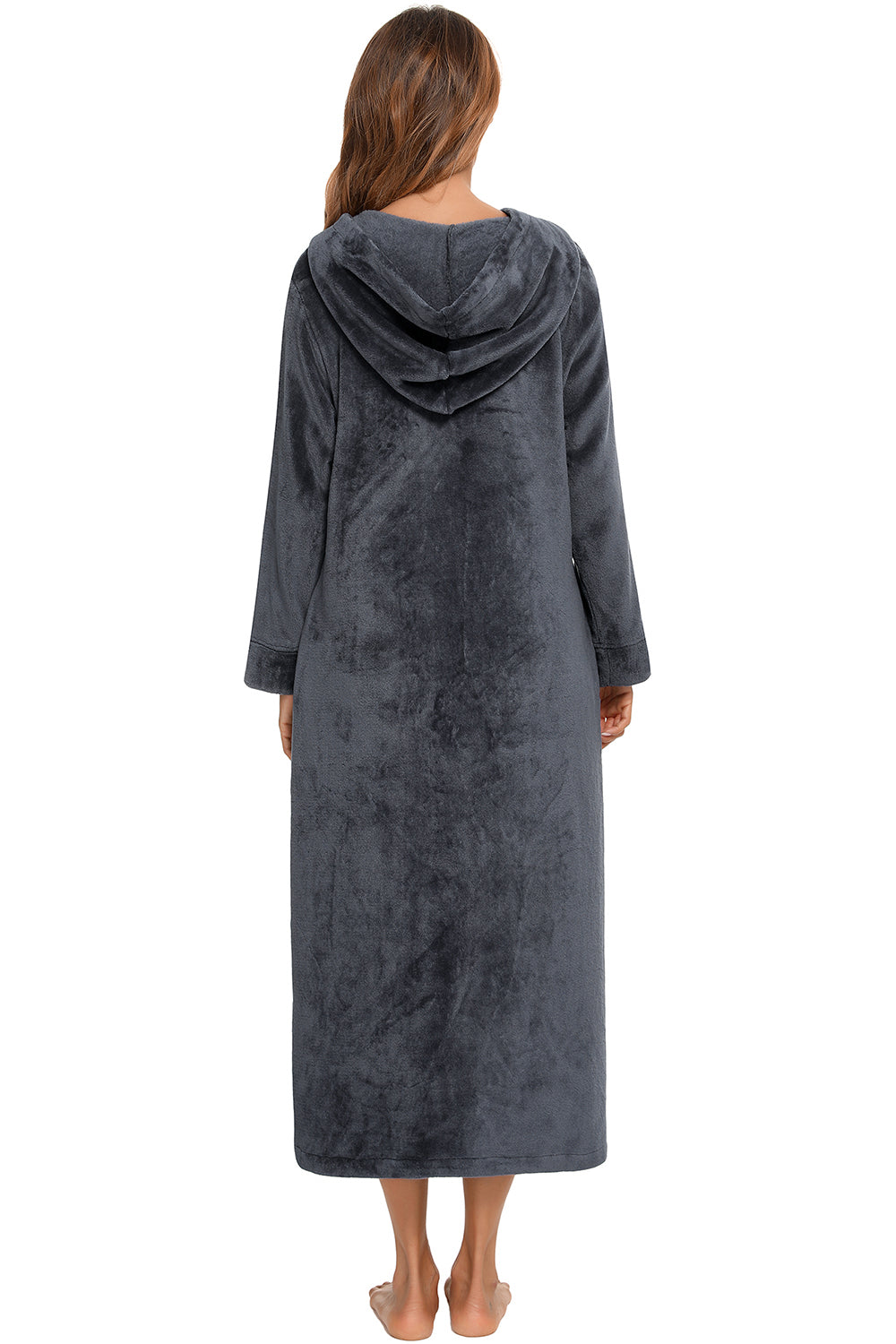Zip Front Hooded Night Dress with Pockets - Premium Sleepwear from Trendsi - Just $60.99! Shop now at Handbags Specialist Headquarter