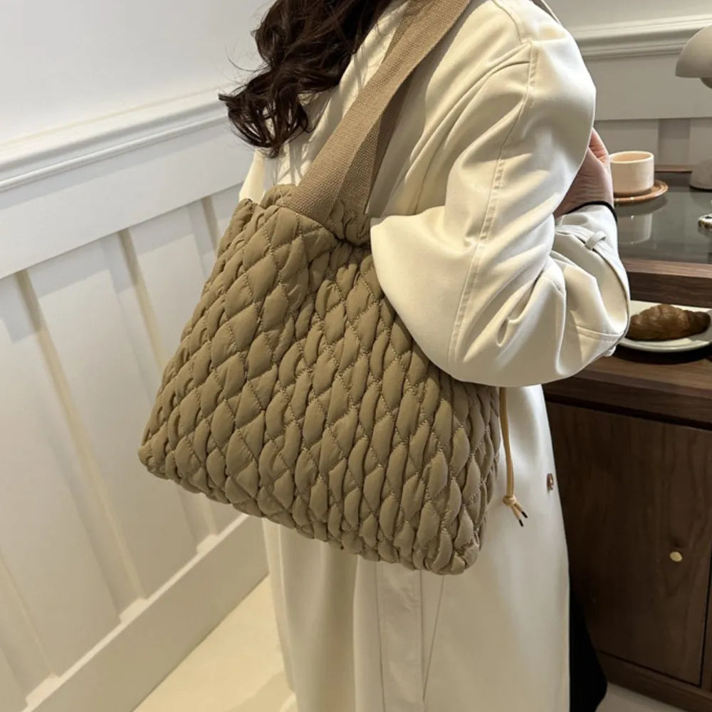 Drawstring Bubble Texture Tote Bag - Premium Tote Bag from Trendsi - Just $39.99! Shop now at Handbags Specialist Headquarter