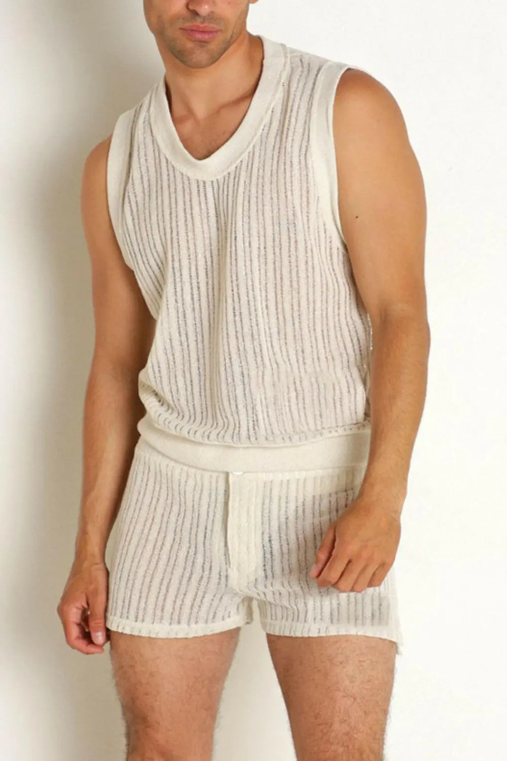 Men's Full Size Round Neck Tank and Shorts Set Plus Size.