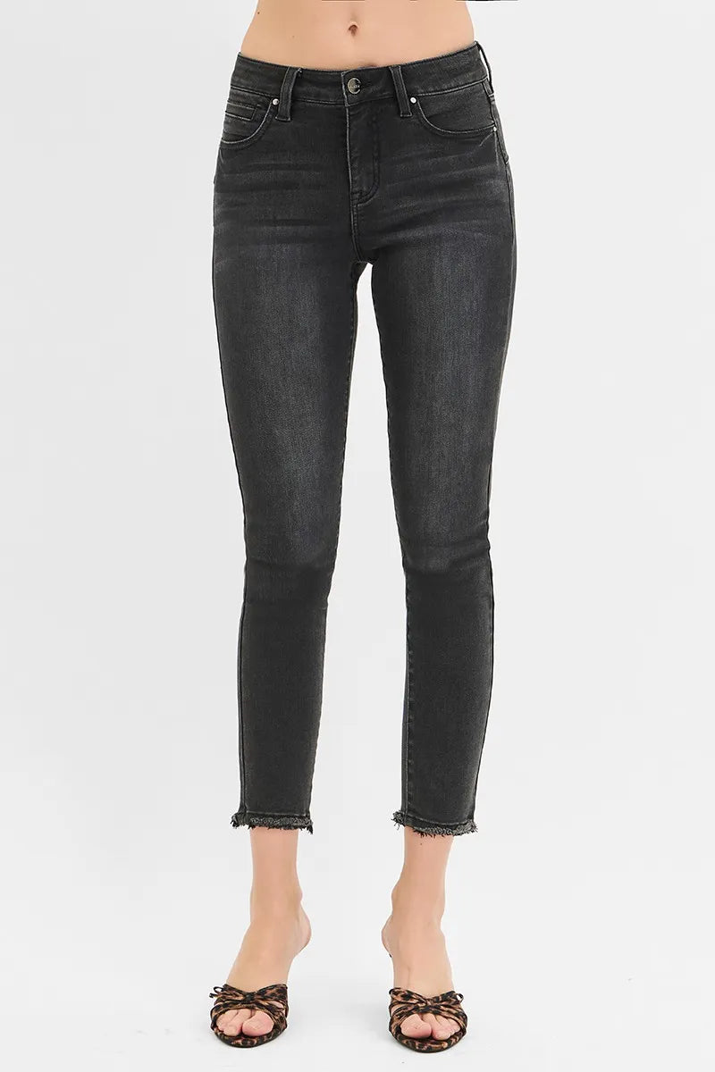 RISEN Full Size Tummy Control Mid Rise Crop Skinny Jeans Plus Size - Premium Women / Jeans & Denim from Trendsi - Just $60.99! Shop now at Handbags Specialist Headquarter