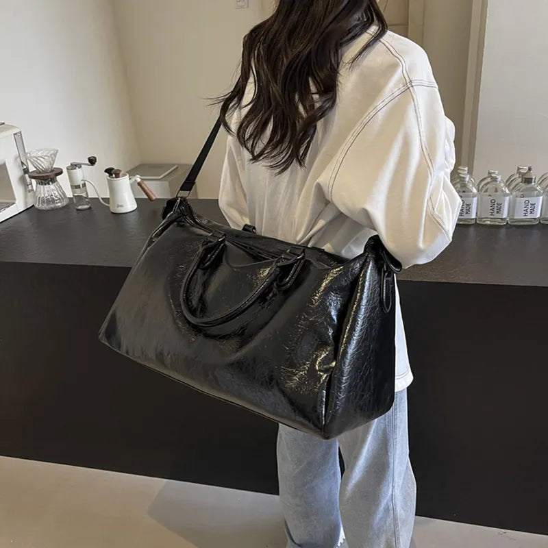 PU Leather Oversize Travel Bag - Premium travel-bag from Trendsi - Just $50.99! Shop now at Handbags Specialist Headquarter