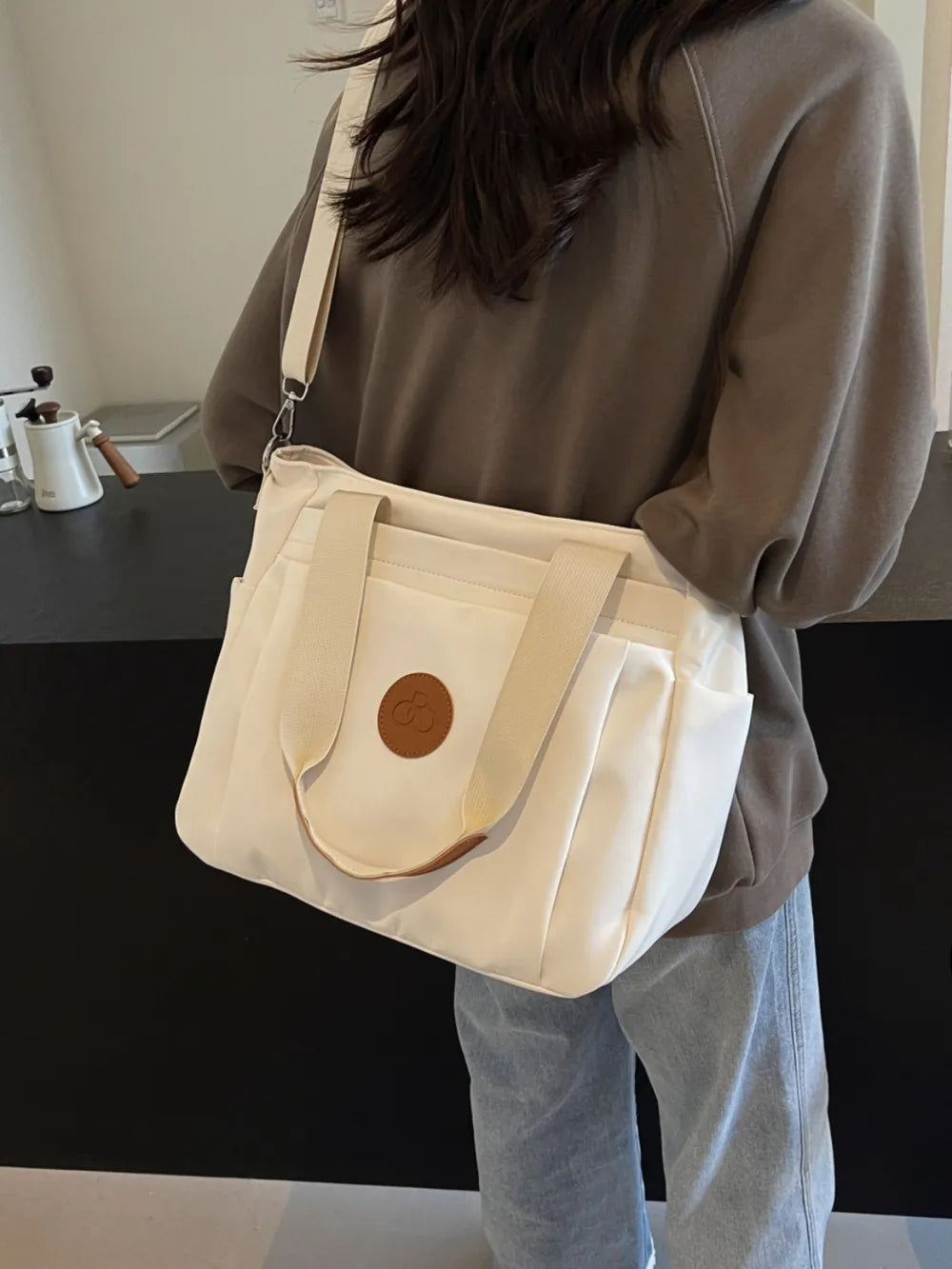 Nylon Solid Color Tote Bag - Premium Tote Bag from Trendsi - Just $31.99! Shop now at Handbags Specialist Headquarter