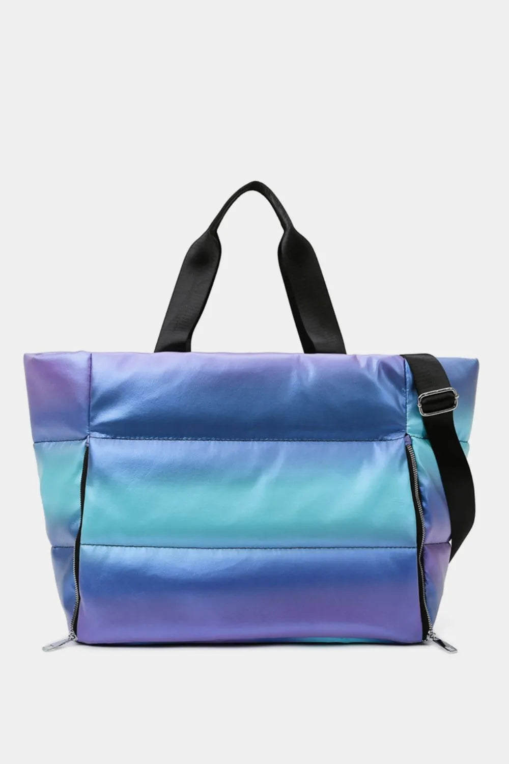 Gradient Quilted Travel Bag with Side Zippers - Premium travel-bag from Trendsi - Just $44.99! Shop now at Handbags Specialist Headquarter