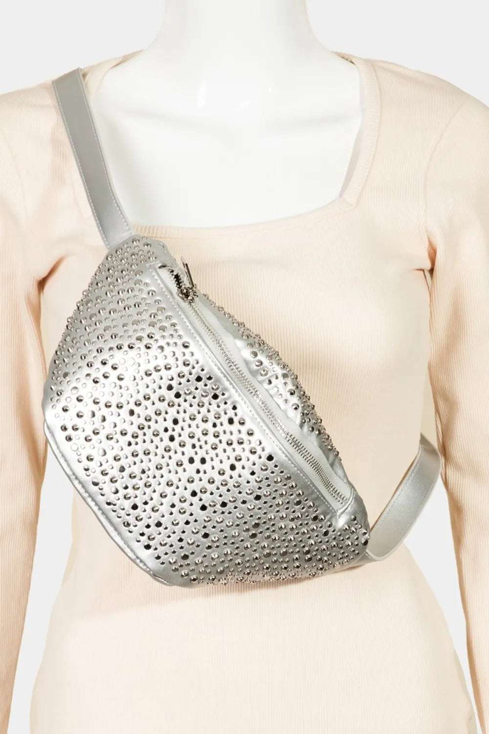 Fame Studded Crossbody Bag - Premium Crossbody Bag from Trendsi - Just $38.99! Shop now at Handbags Specialist Headquarter