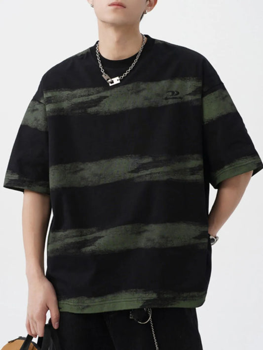 Men's Plus Size Basic style Round Neck Striped T-Shirt - Premium Men's T-Shirt from Trendsi - Just $33.99! Shop now at Handbags Specialist Headquarter