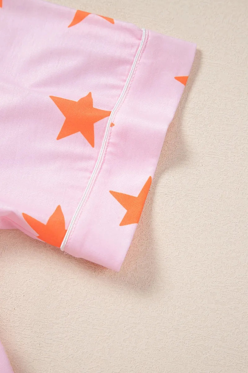 Star Print Short Sleeve Shirt and Shorts Set - Premium Sleepwear from Trendsi - Just $58.99! Shop now at Handbags Specialist Headquarter