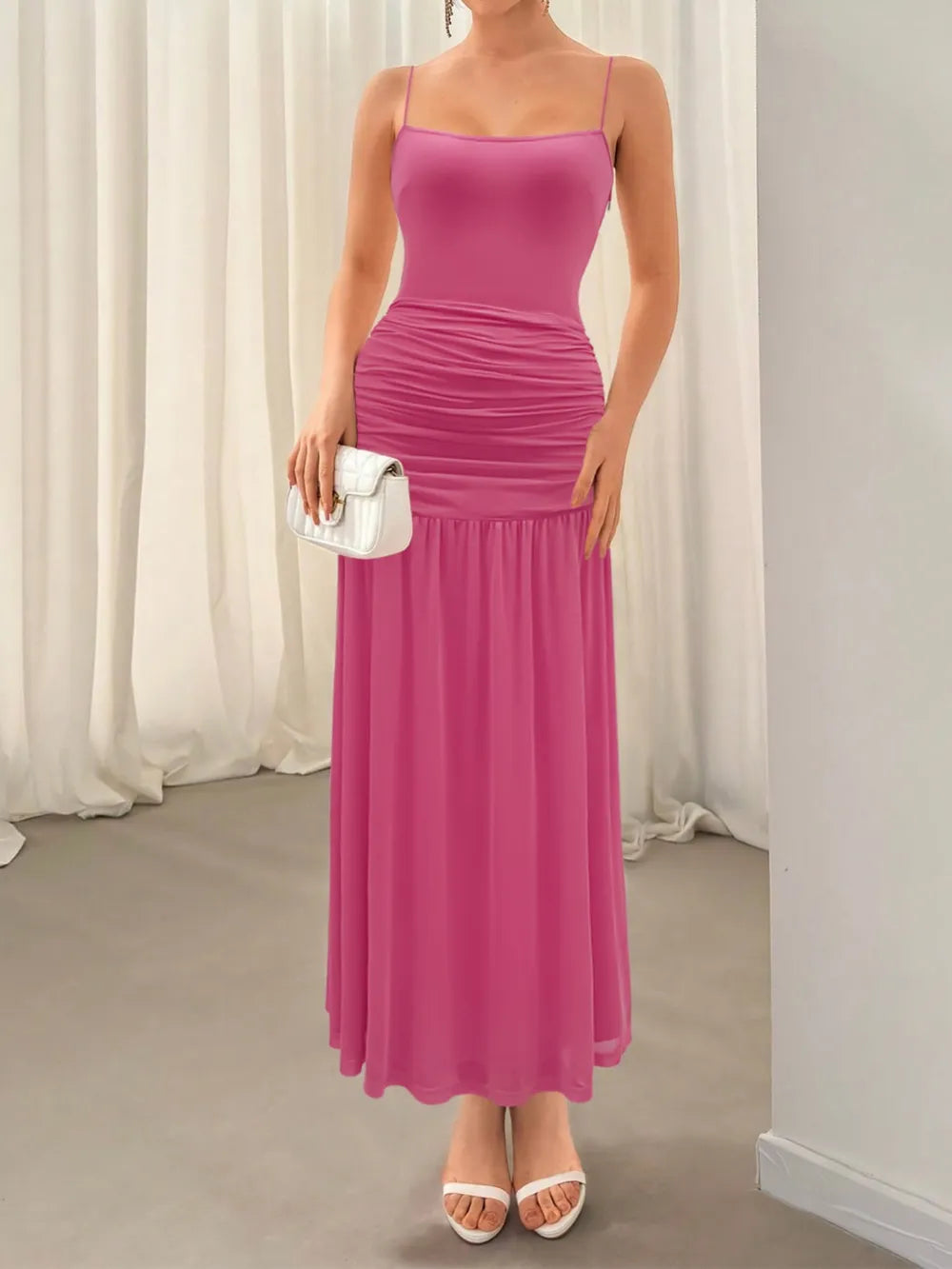 Ruched Maxi Cami Dress - Premium Maxi Dress from Trendsi - Just $45.99! Shop now at Handbags Specialist Headquarter