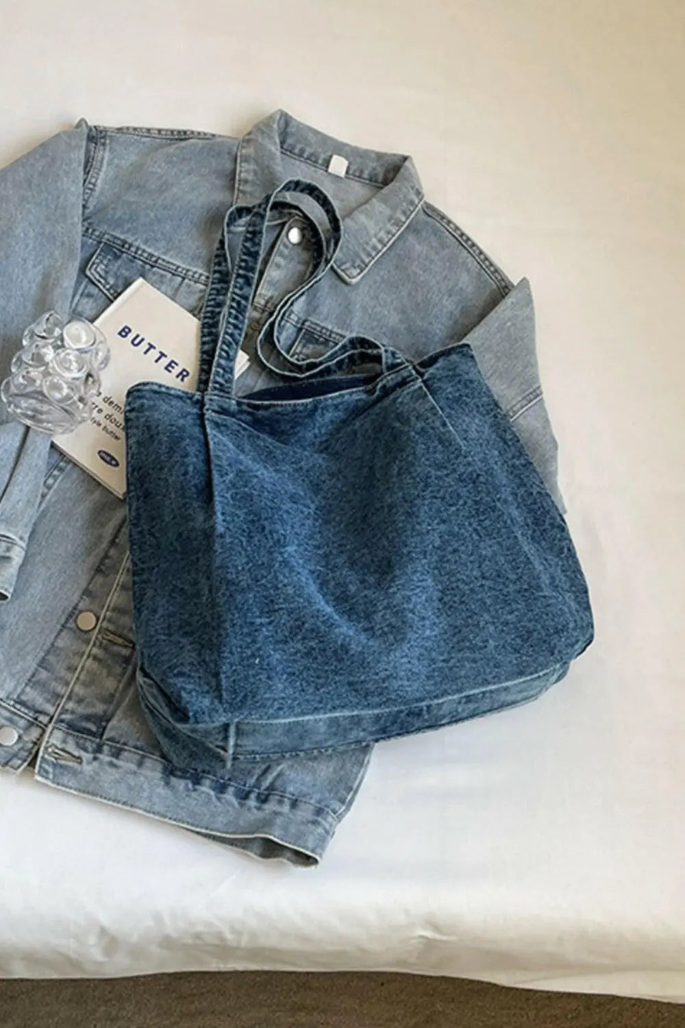 Medium Denim Tote Bag.