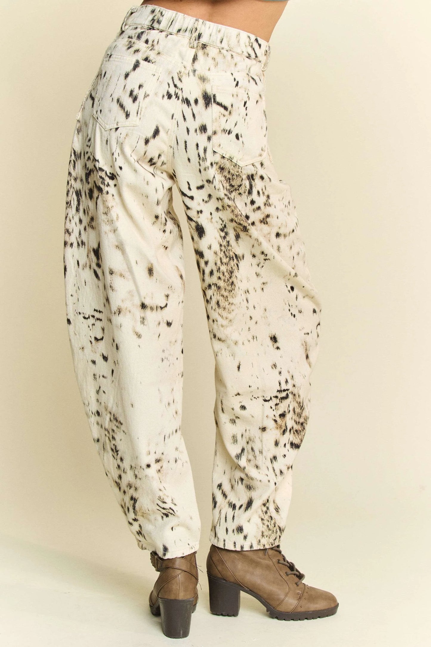Davi & Dani Abstract Tie Dye Dot Lace Detail Barrel Pants - Premium Women Pants from Trendsi - Just $61.99! Shop now at Handbags Specialist Headquarter