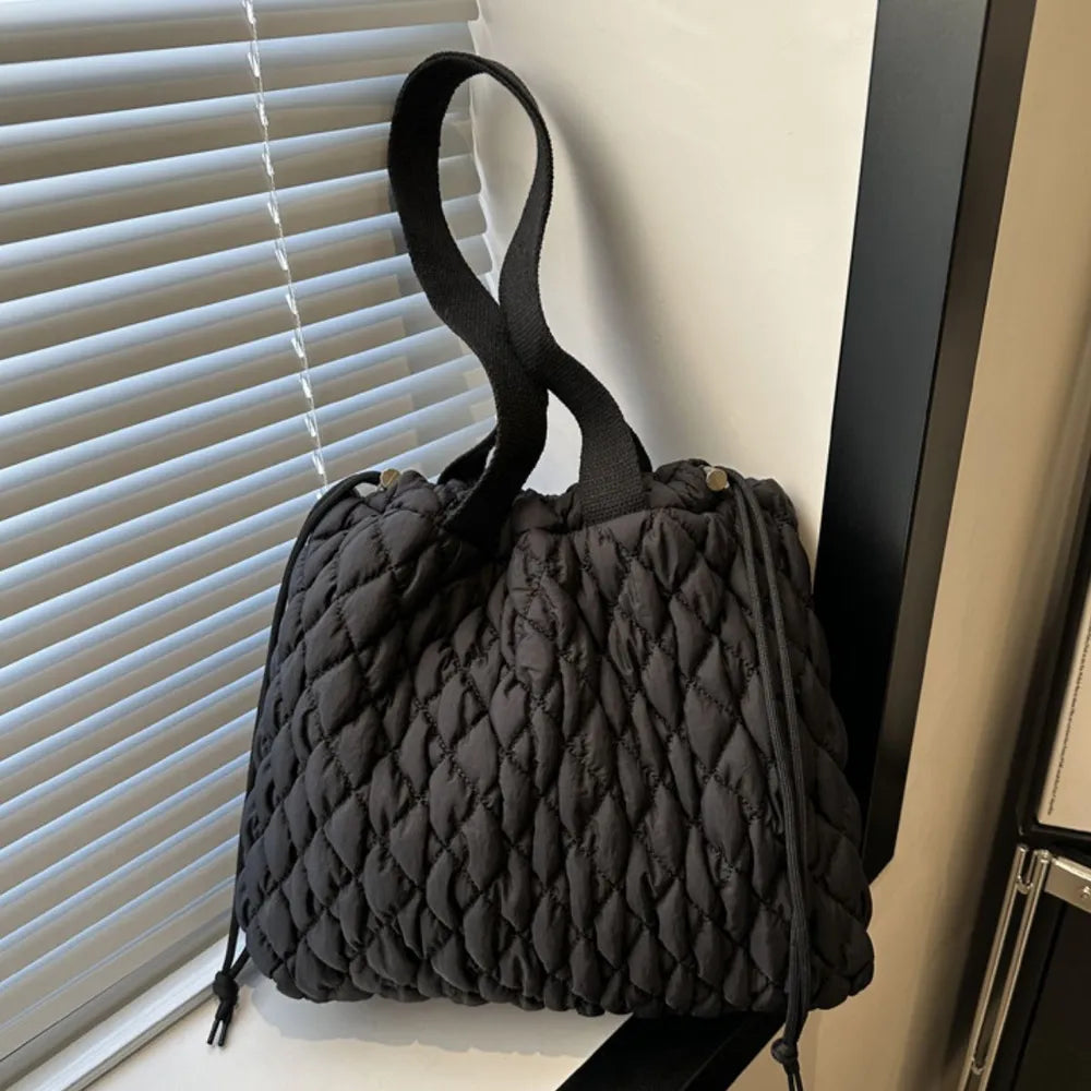 Drawstring Bubble Texture Tote Bag - Premium Tote Bag from Trendsi - Just $39.99! Shop now at Handbags Specialist Headquarter