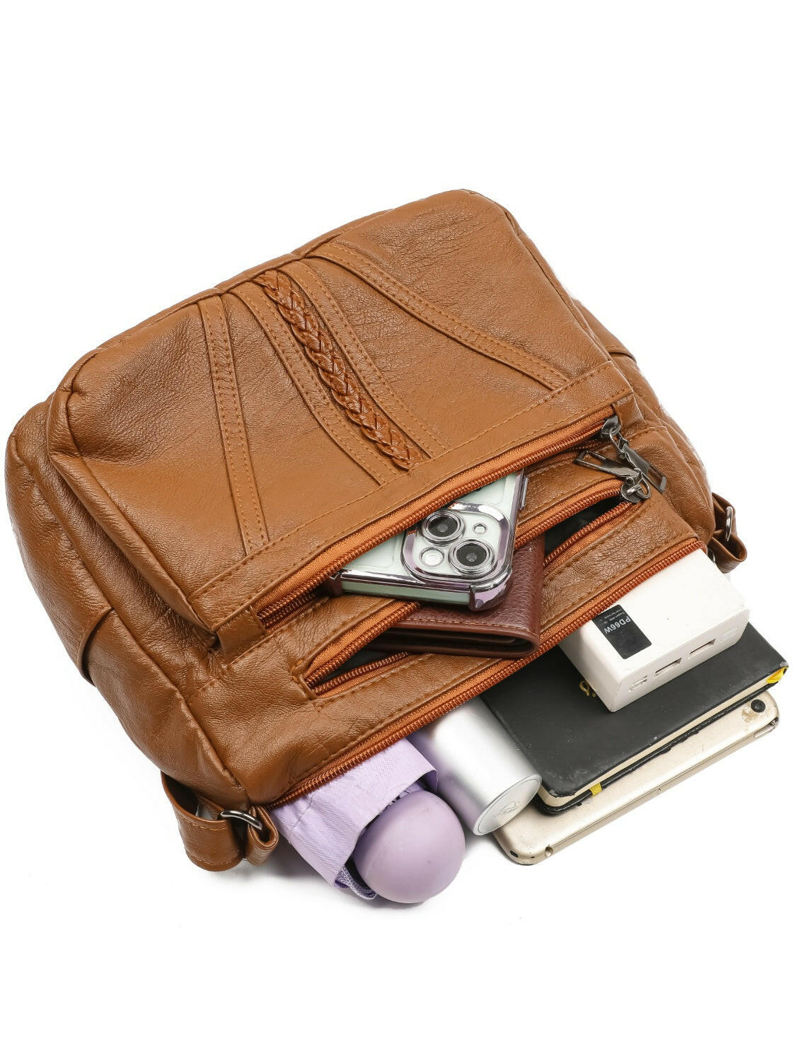 PU Leather Adjustable Strap Shoulder Bag.