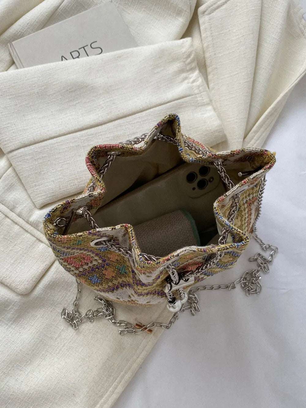 Printed Chain Bucket Bag - Premium Crossbody Bag from Trendsi - Just $19.99! Shop now at Handbags Specialist Headquarter