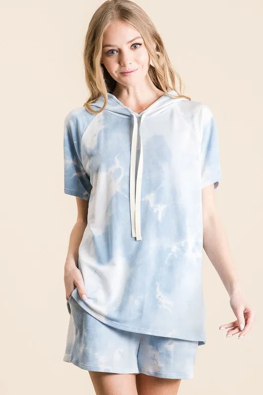 BiBi Tie Dye French Terry Hoodie Top and Bottom Set - Premium from Trendsi - Just $19.99! Shop now at Handbags Specialist Headquarter