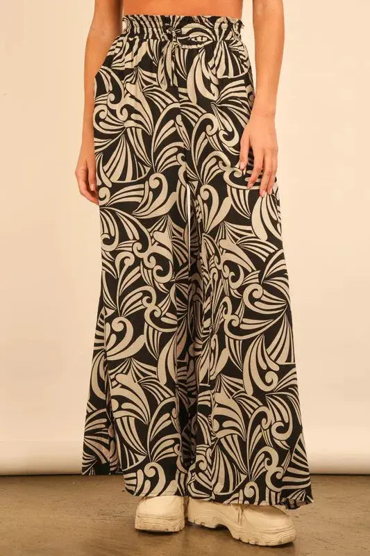 VERY J Plus Size Printed Wide Leg Pants.