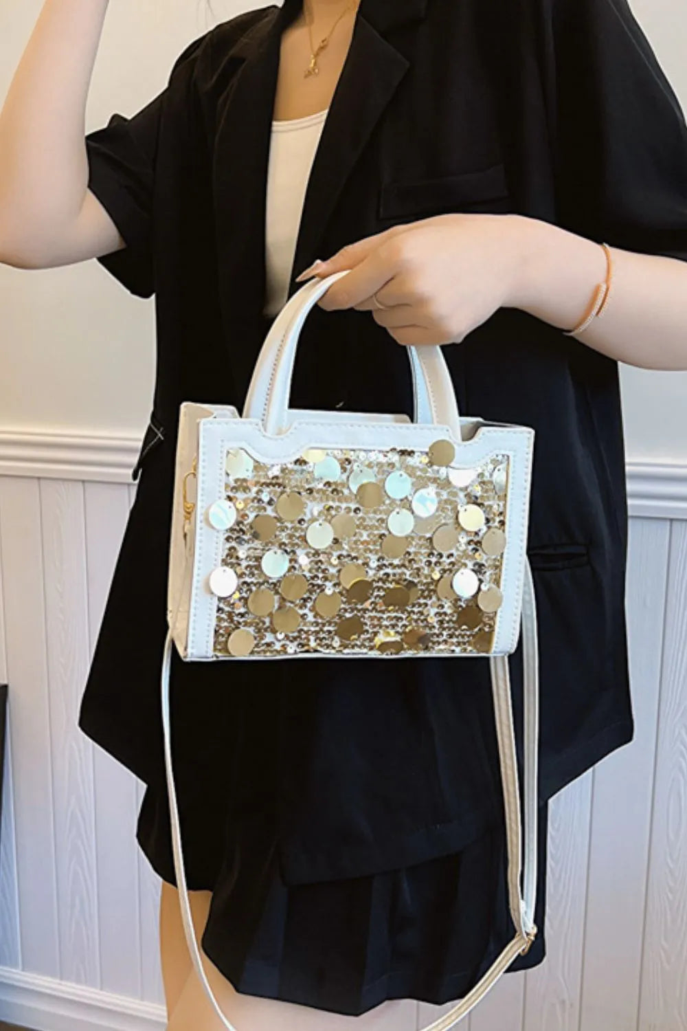 PU Leather Sequin Handbag - Premium handbags from Trendsi - Just $29.99! Shop now at Handbags Specialist Headquarter