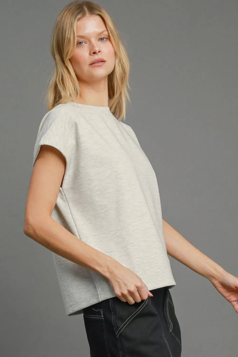 Umgee Full Size Rib Knit Round Neck Short Sleeve T Shirt Plus Size - Premium Dresses from Trendsi - Just $42.99! Shop now at Handbags Specialist Headquarter