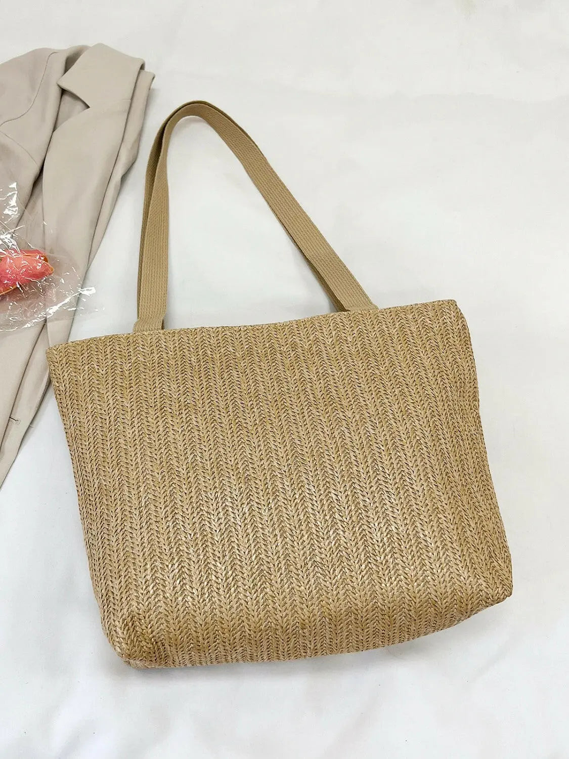 Straw Woven Tote Bag.