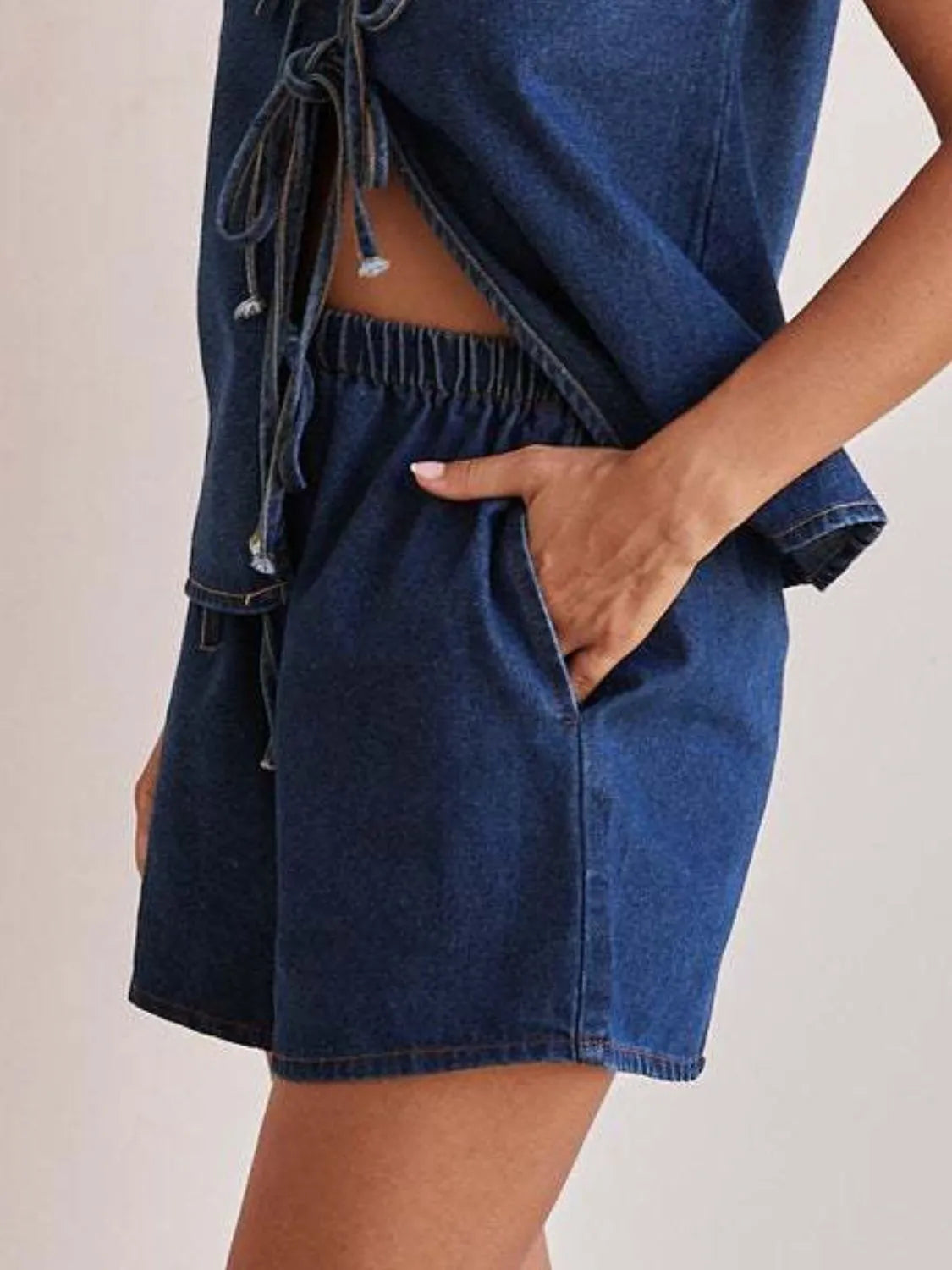 Elastic Waist Denim Shorts - Premium Women / Jeans & Denim from Trendsi - Just $24.42! Shop now at Handbags Specialist Headquarter