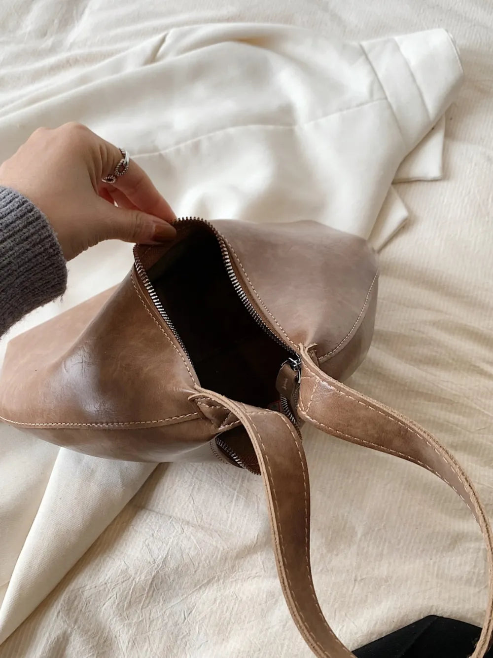 Moon Shape Shoulder Bag - Premium Tote Bag from Trendsi - Just $32.99! Shop now at Handbags Specialist Headquarter