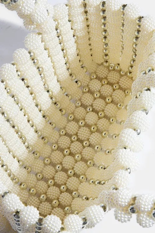 Fame Metallic and Pearl Cluster Beaded Handbag - Premium Tote Bag from Trendsi - Just $57.99! Shop now at Handbags Specialist Headquarter