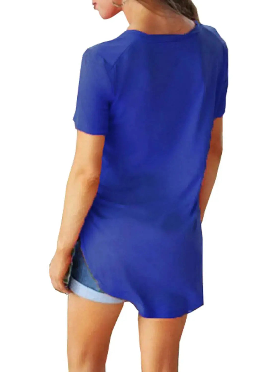 Full Size Solid V-Neck Short Sleeve T-Shirt Plus Size - Premium Women Plus Size from Trendsi - Just $16.36! Shop now at Handbags Specialist Headquarter