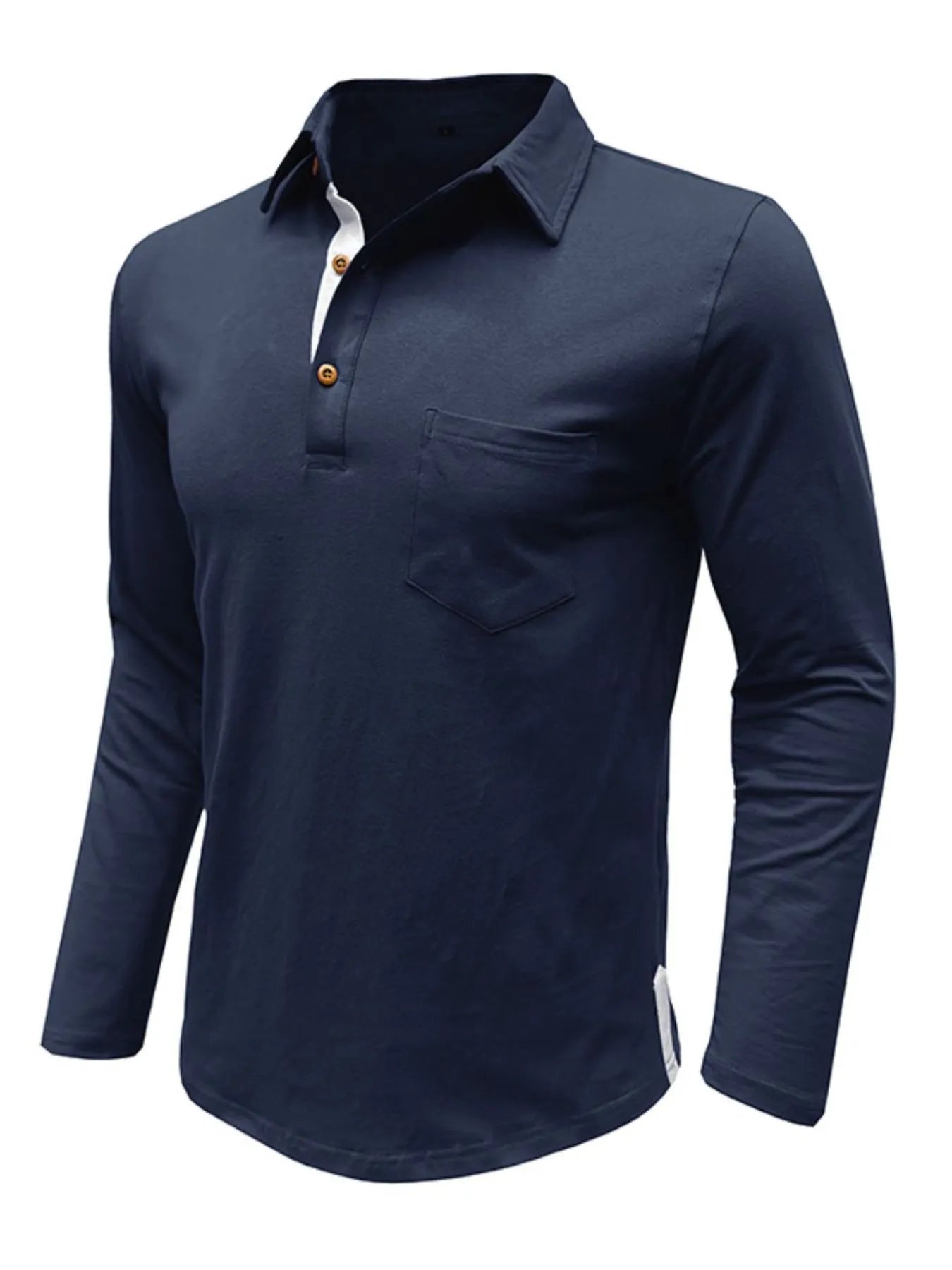 Men's Long Sleeve Polo Shirt with Chest Pocket - Premium Men's Polo shirt from Trendsi - Just $45.04! Shop now at Handbags Specialist Headquarter