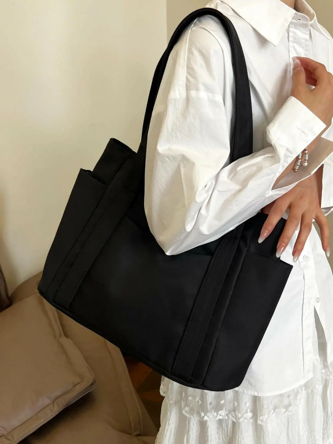 Oxford Cloth Tote Bag with Zipper - Premium Tote Bag from Trendsi - Just $25.64! Shop now at Handbags Specialist Headquarter