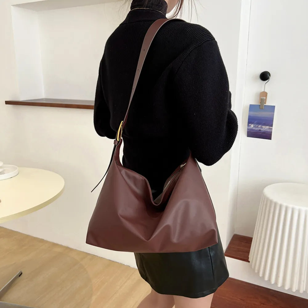 Adjustable Strap PU Leather Handbag - Premium Tote Bag from Trendsi - Just $39.99! Shop now at Handbags Specialist Headquarter