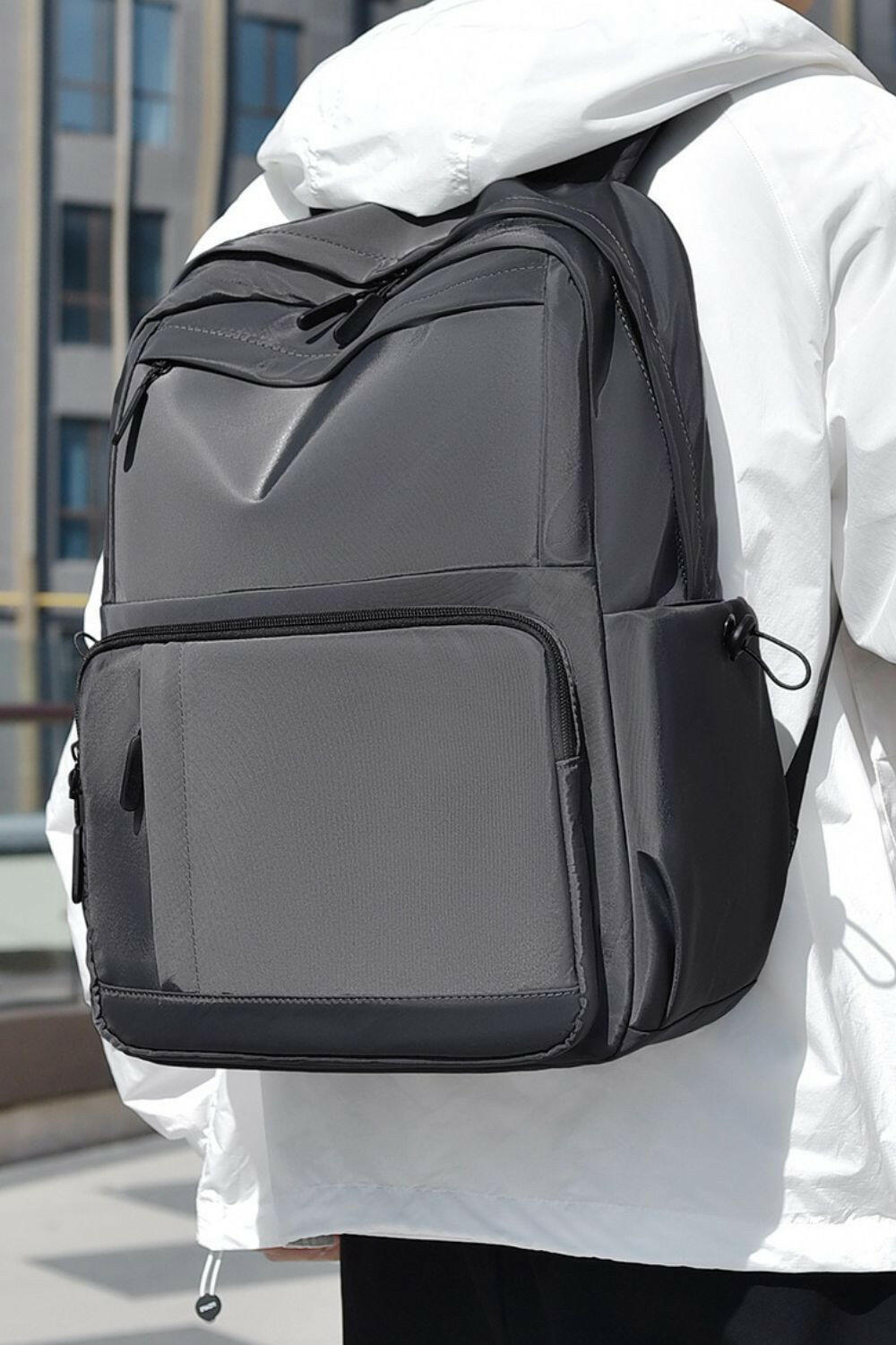 Multi-Pockets Solid Color Backpack Bag.
