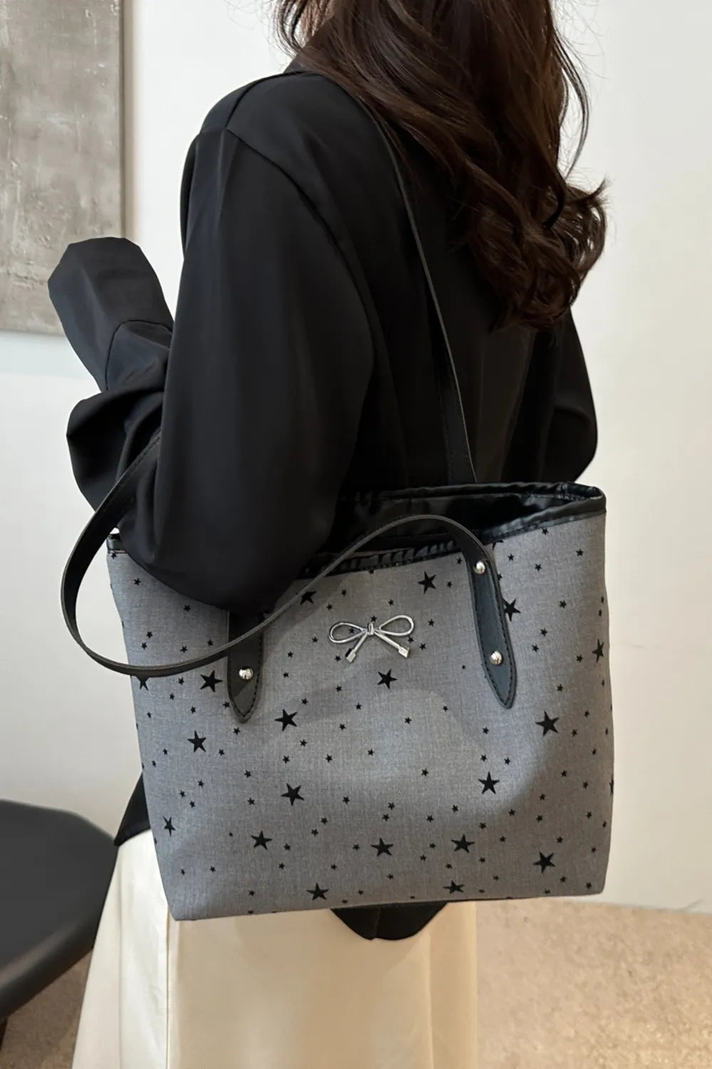 Bow Trim Polyester Tote Bag - Premium Tote Bag from Trendsi - Just $39.99! Shop now at Handbags Specialist Headquarter