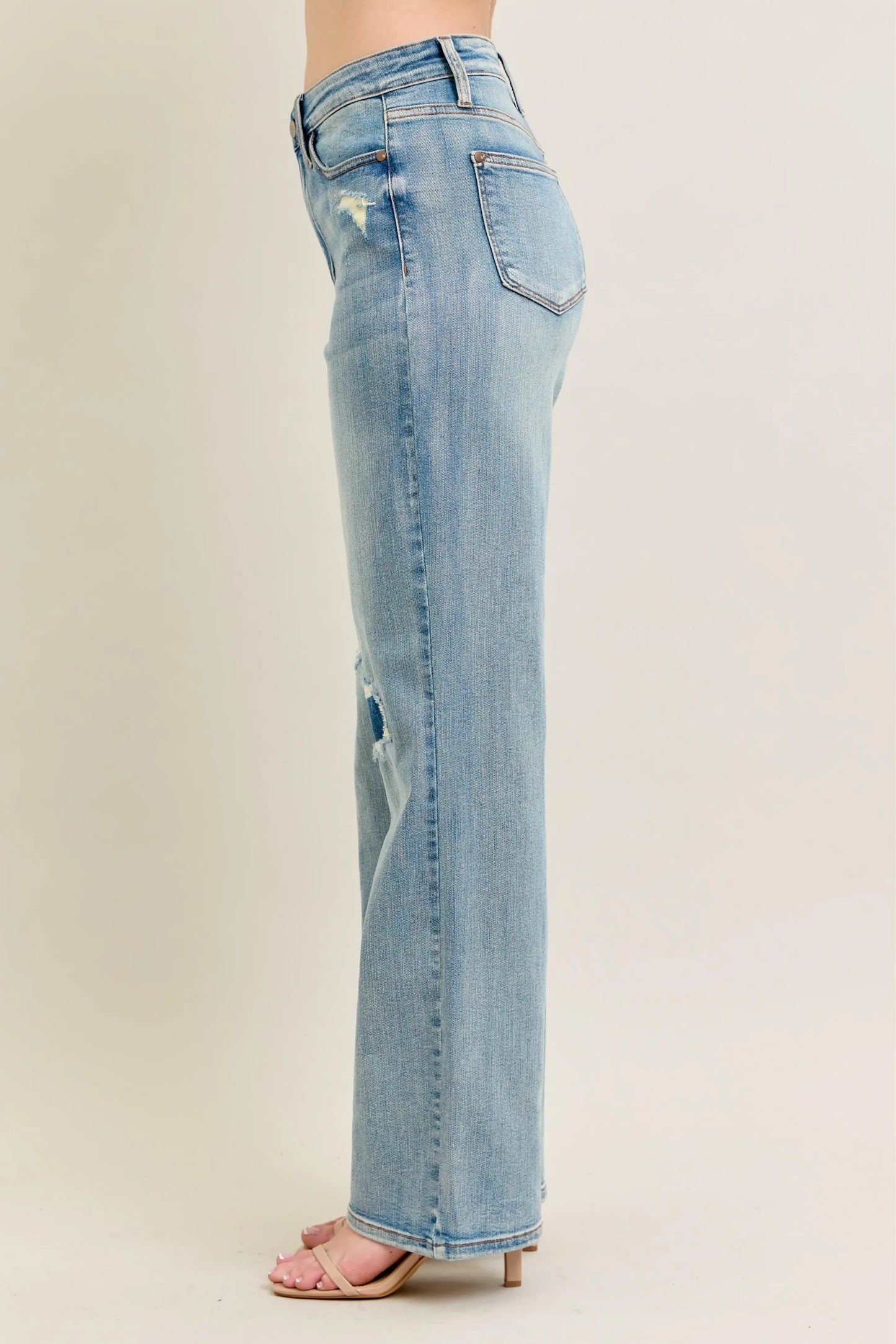 Judy Blue Full Size Hw Destroy & Knee Patch Straight Jeans Plus Size - Premium Women / Jeans & Denim from Trendsi - Just $71.99! Shop now at Handbags Specialist Headquarter