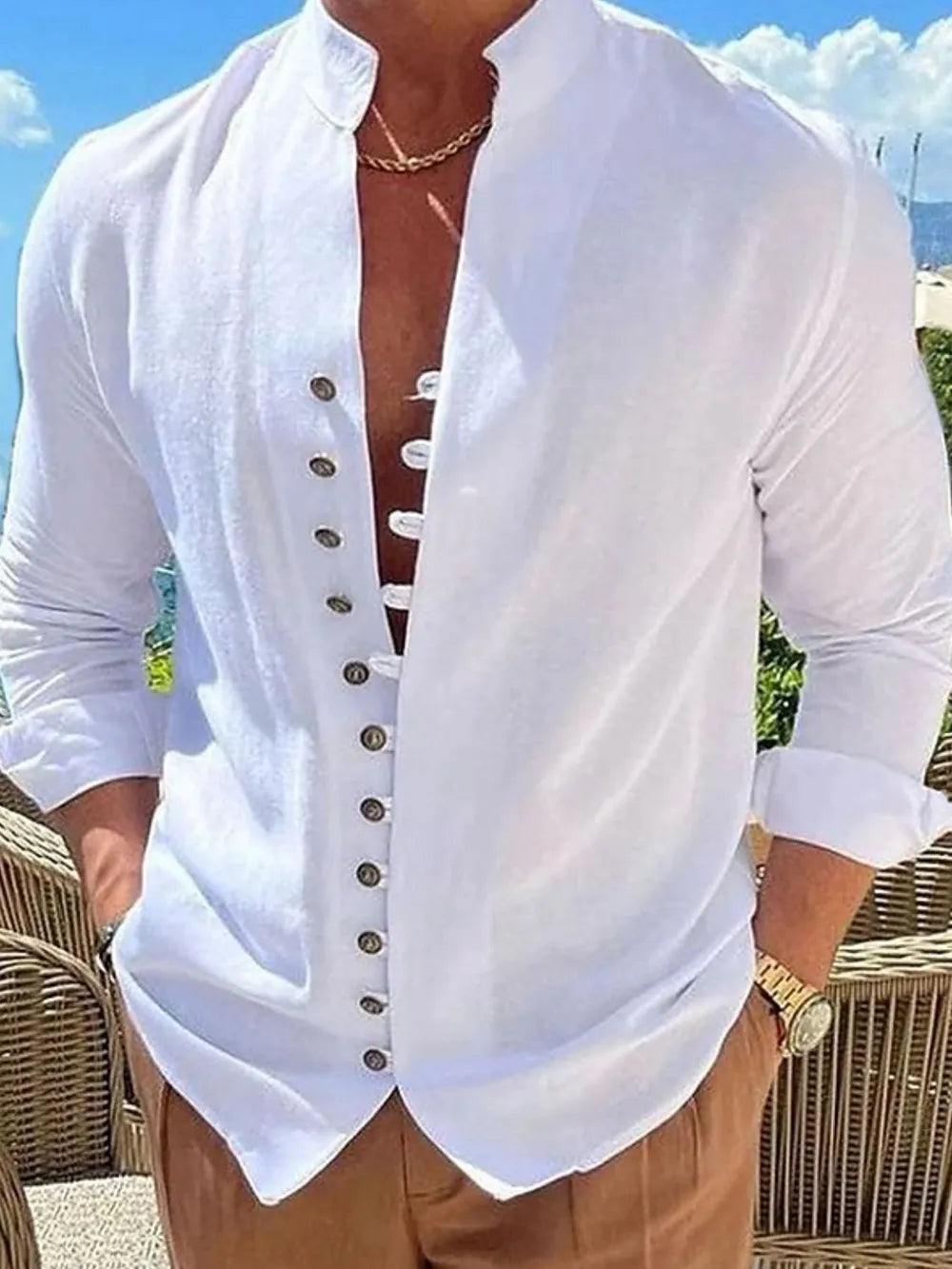 Men's Full Size Button Front Long Sleeve Shirt Plus Size - Premium Men's Shirt's from Trendsi - Just $26.08! Shop now at Handbags Specialist Headquarter