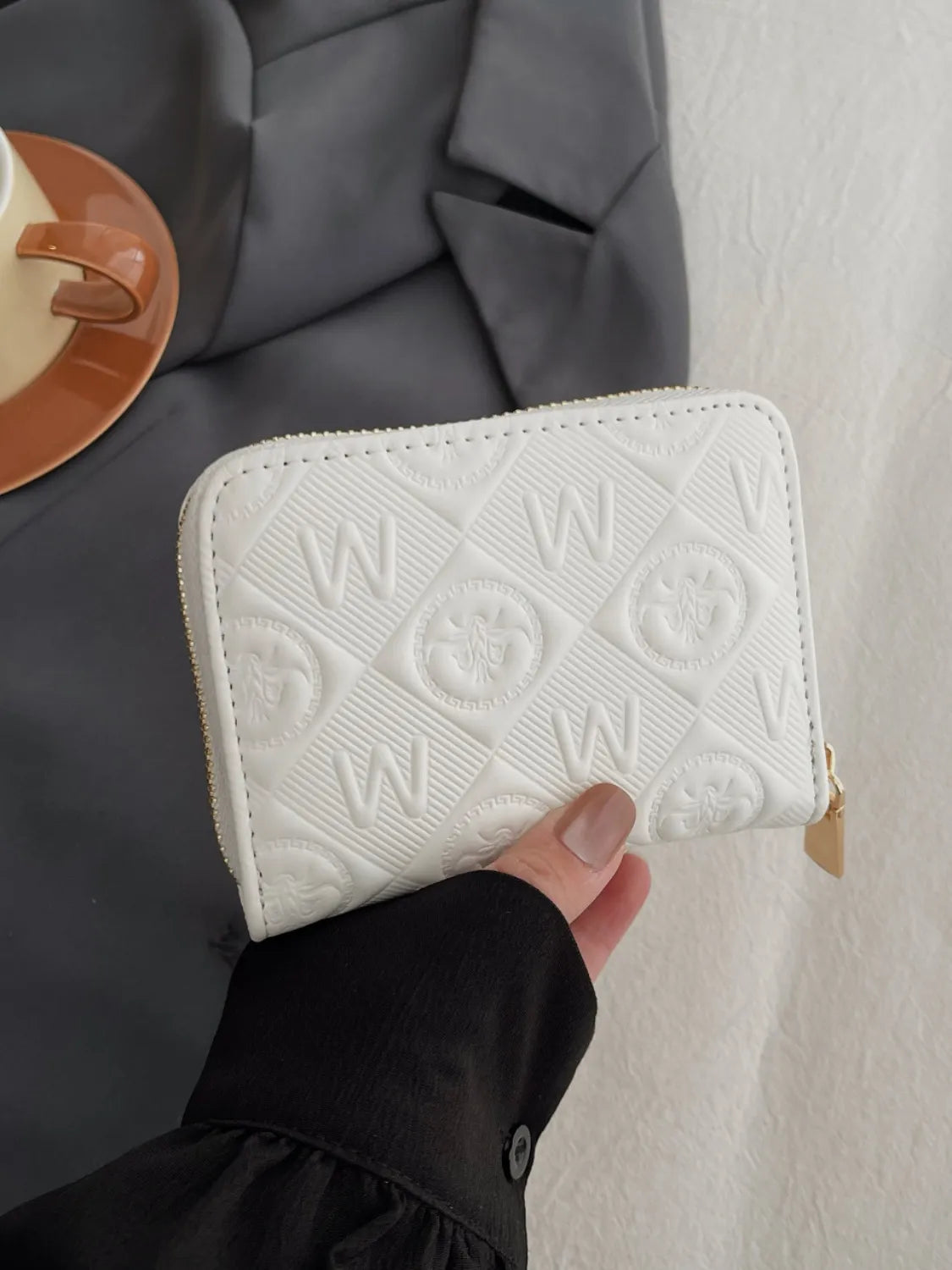 Embossed Zip Mini Wallet - Premium Wallet from Trendsi - Just $22.99! Shop now at Handbags Specialist Headquarter