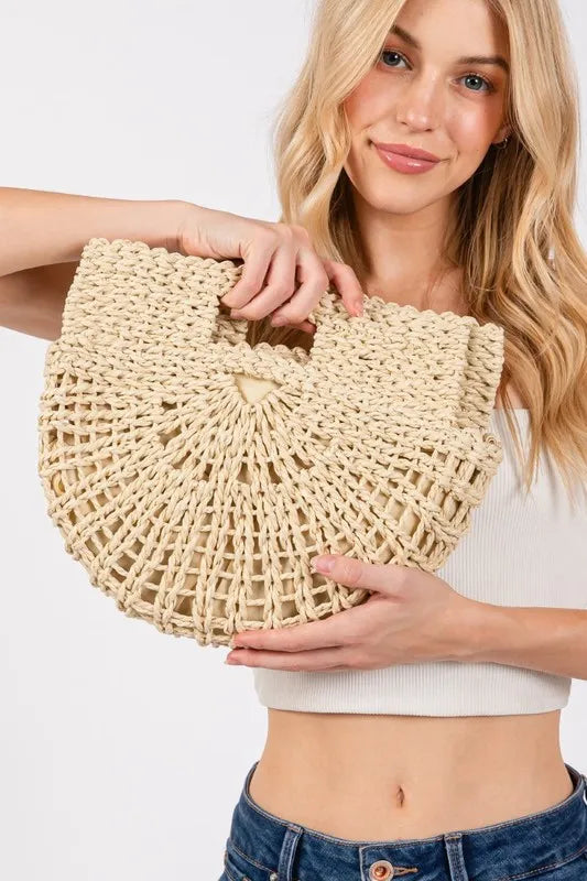 Fame Braided Semi Circle Tote Bag - Premium Tote Bag from Trendsi - Just $31.99! Shop now at Handbags Specialist Headquarter