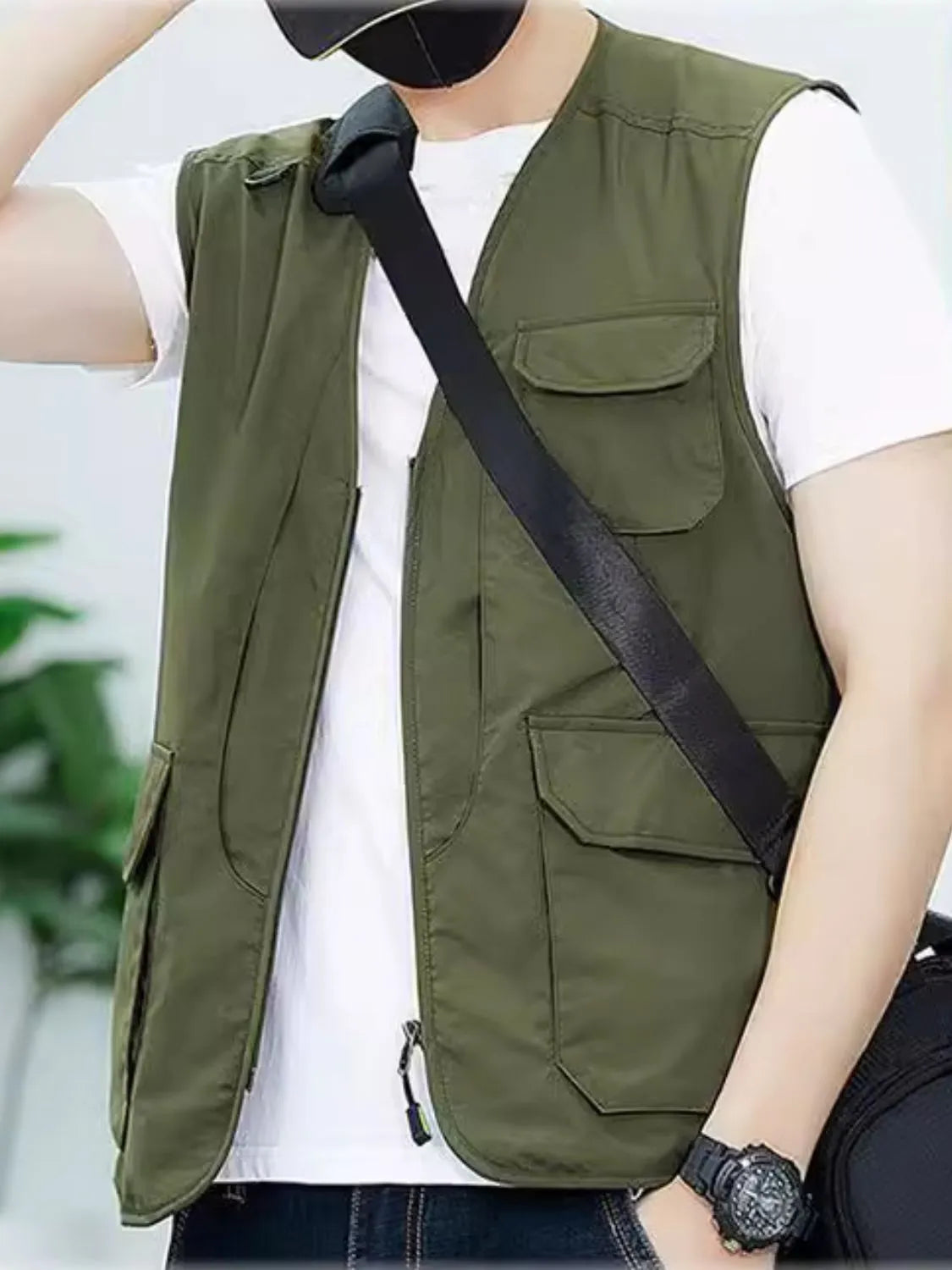 Men's Plus Size Zip Up V-Neck Vest - Premium from Trendsi - Just $47.88! Shop now at Handbags Specialist Headquarter