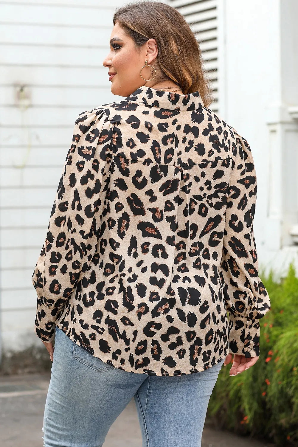 Plus Size Printed Long Sleeve Shirt - Premium Plus Size Shirts from Trendsi - Just $31! Shop now at Handbags Specialist Headquarter