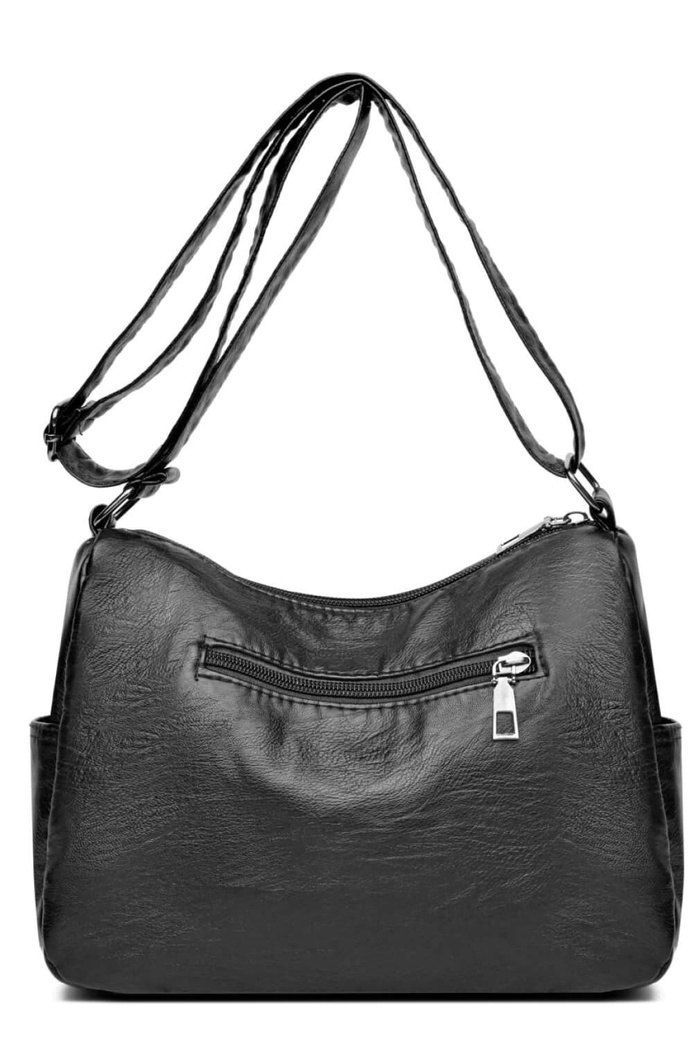 Multi-Pocket PU Leather Crossbody Bag.