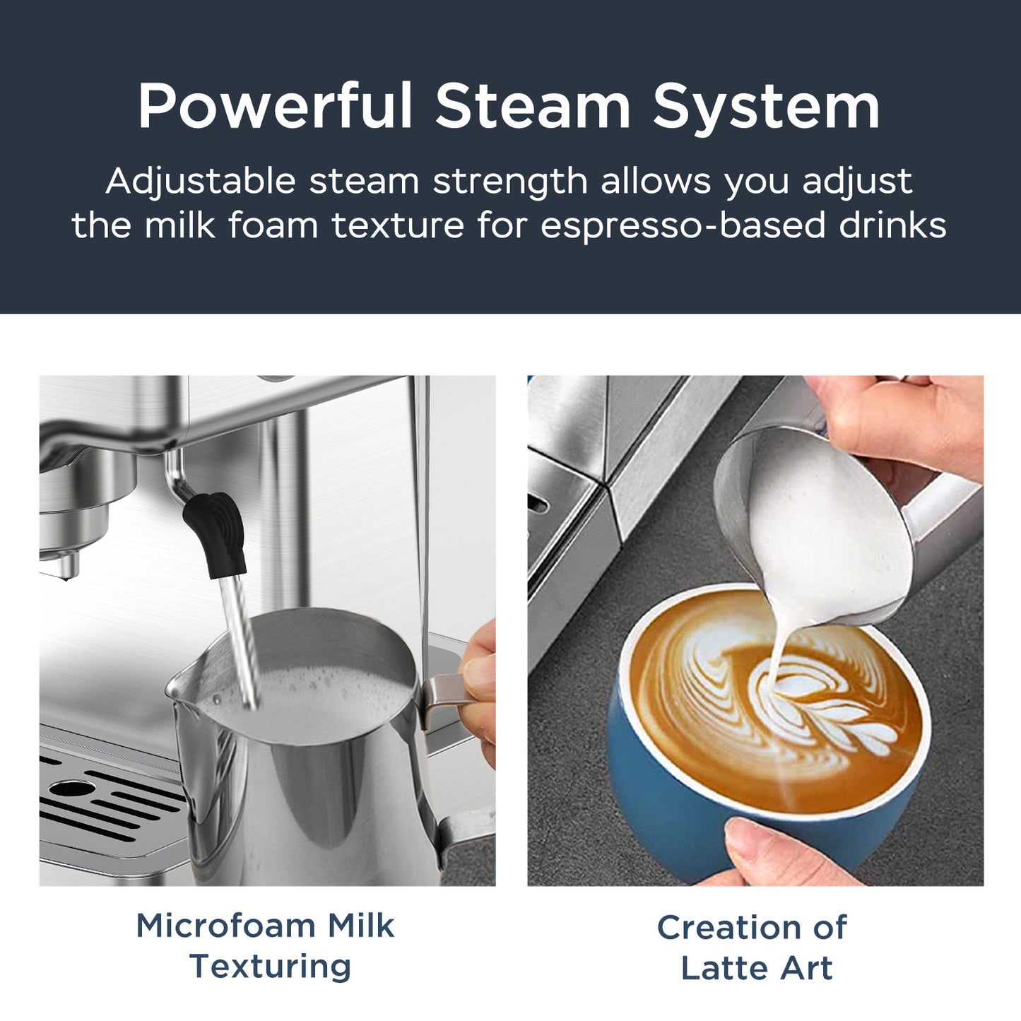 GeekCraft 20-Bar Espresso & Milk Frother Station